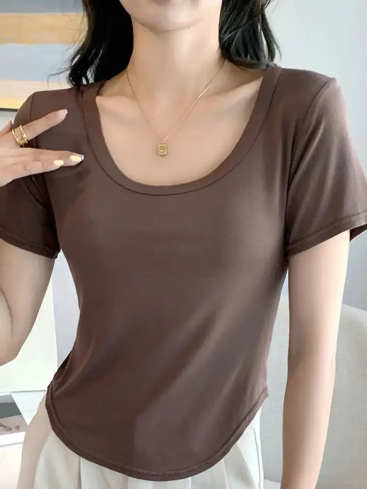 Plus Size Round Neck Short Sleeve T-Shirt