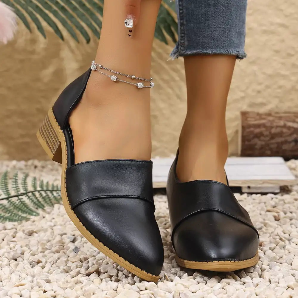Point Toe Block Heels Loafers