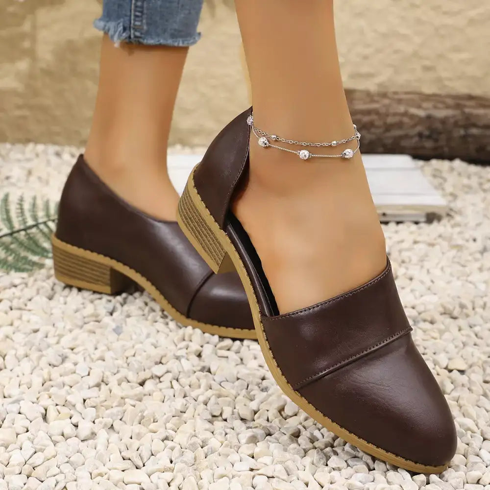 Point Toe Block Heels Loafers