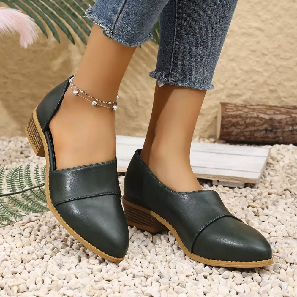 Point Toe Block Heels Loafers