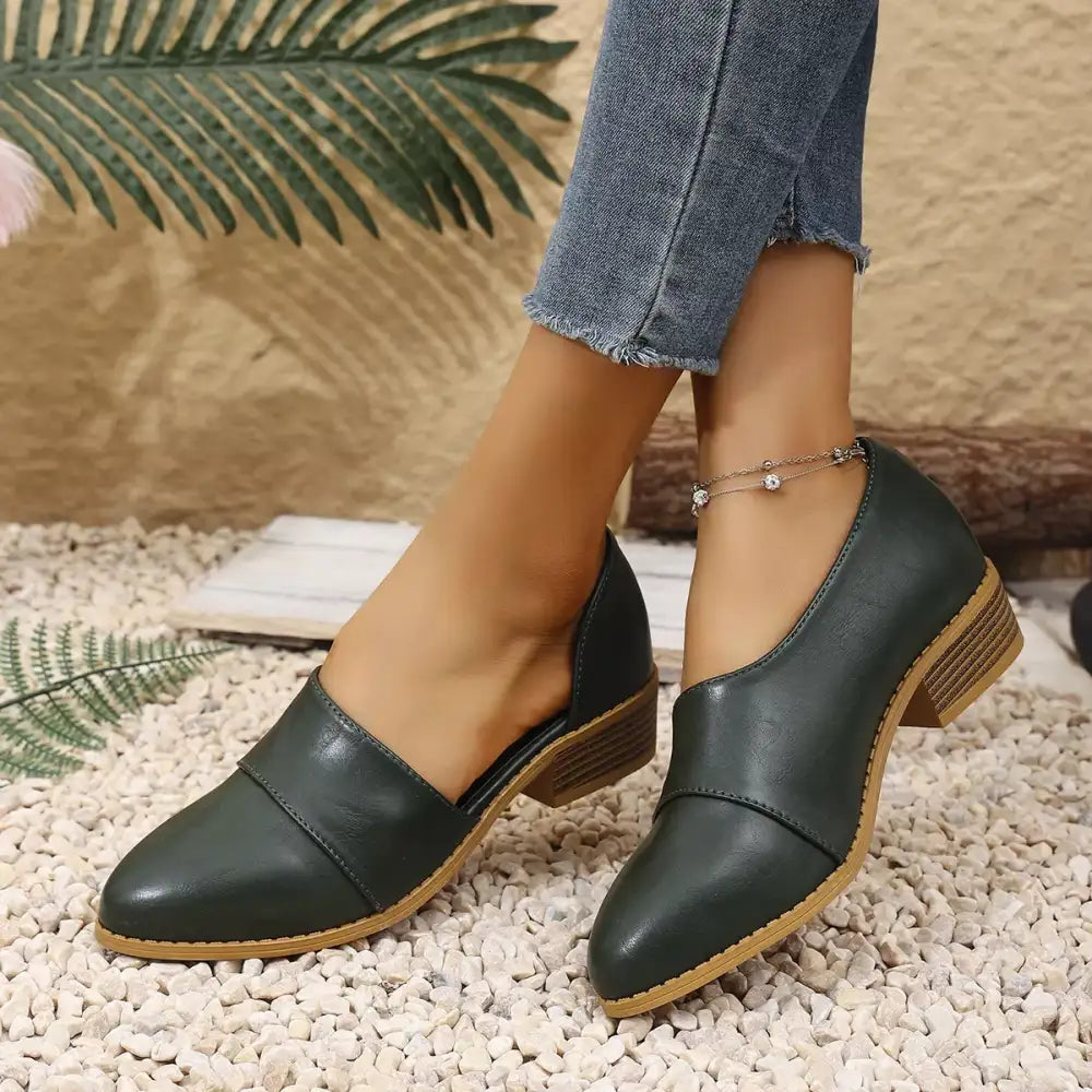 Point Toe Block Heels Loafers