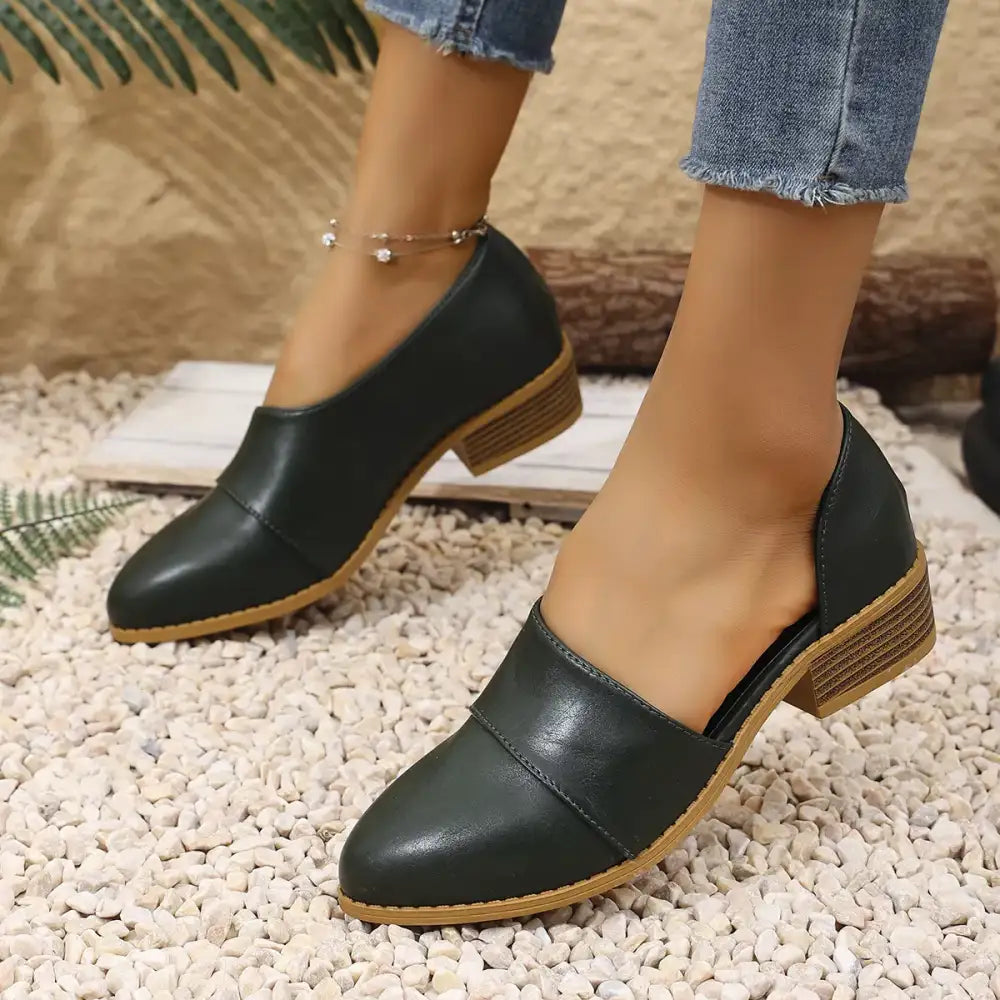 Point Toe Block Heels Loafers