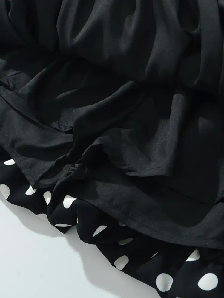 Polka Dot One-Shoulder Top and Mini Skirt Set