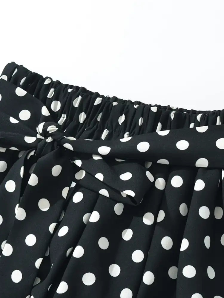 Polka Dot One-Shoulder Top and Mini Skirt Set
