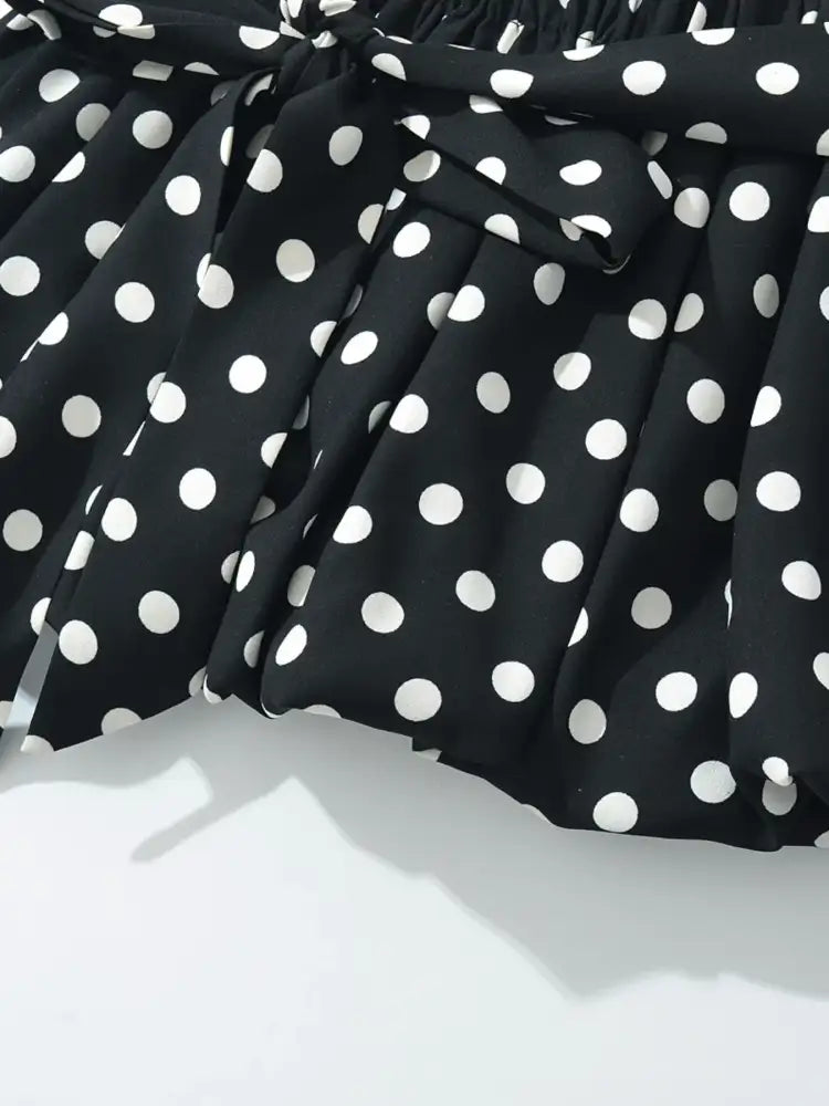 Polka Dot One-Shoulder Top and Mini Skirt Set