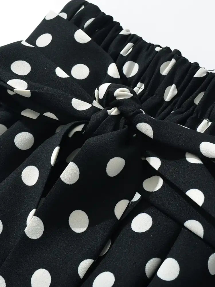 Polka Dot One-Shoulder Top and Mini Skirt Set