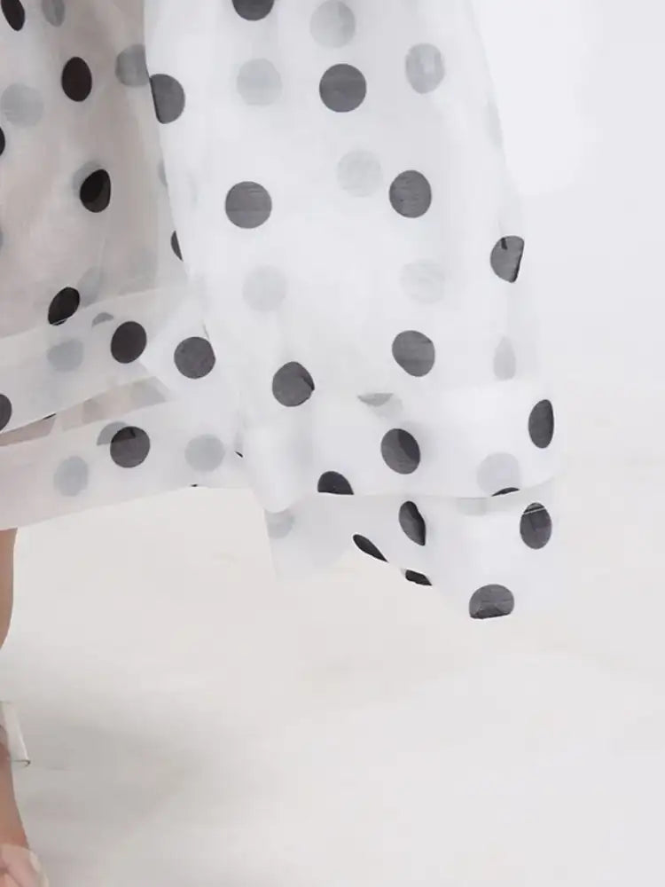Polka Dot Puff Sleeve Top and Skirt Set