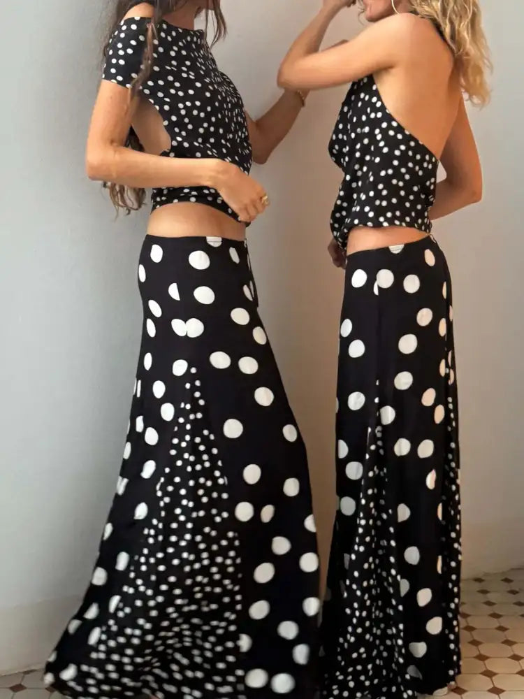 Polka Dot Top and Maxi Skirt Set