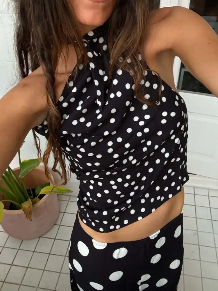 Polka Dot Top and Maxi Skirt Set