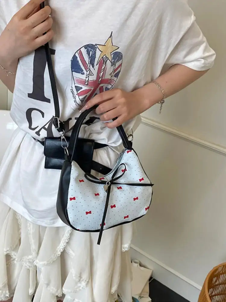 Printed Bow Shoulder Bag