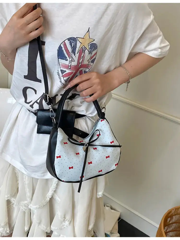 Printed Bow Shoulder Bag