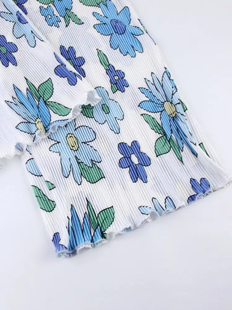 Printed Button Up Shirt and Pants Set