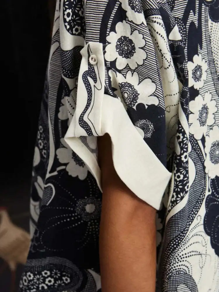 Printed Button Up Shirt and Pants Set