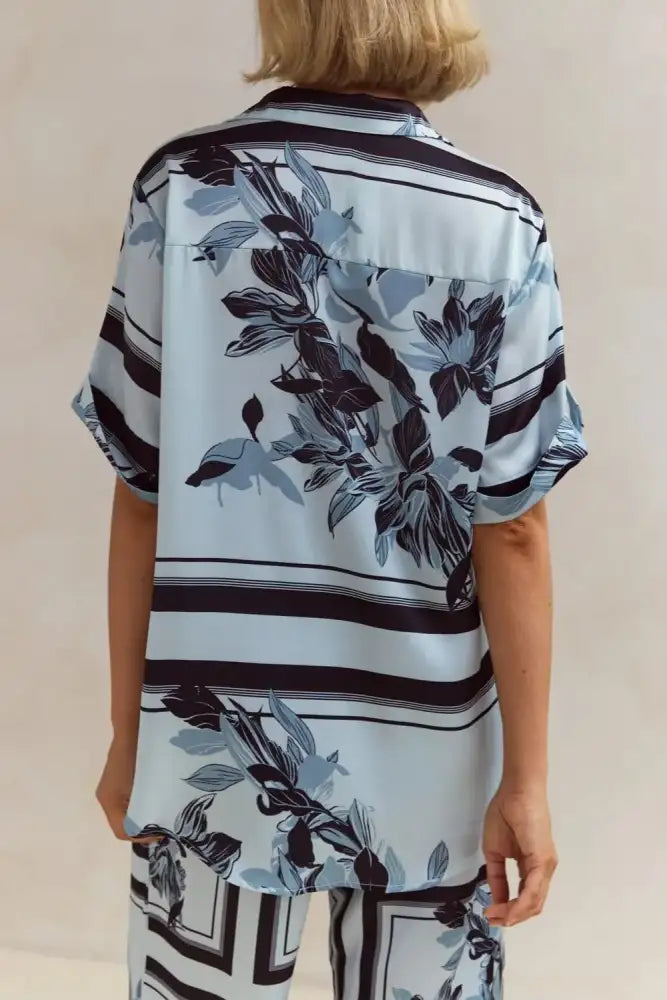 Printed Button Up Shirt and Pants Set