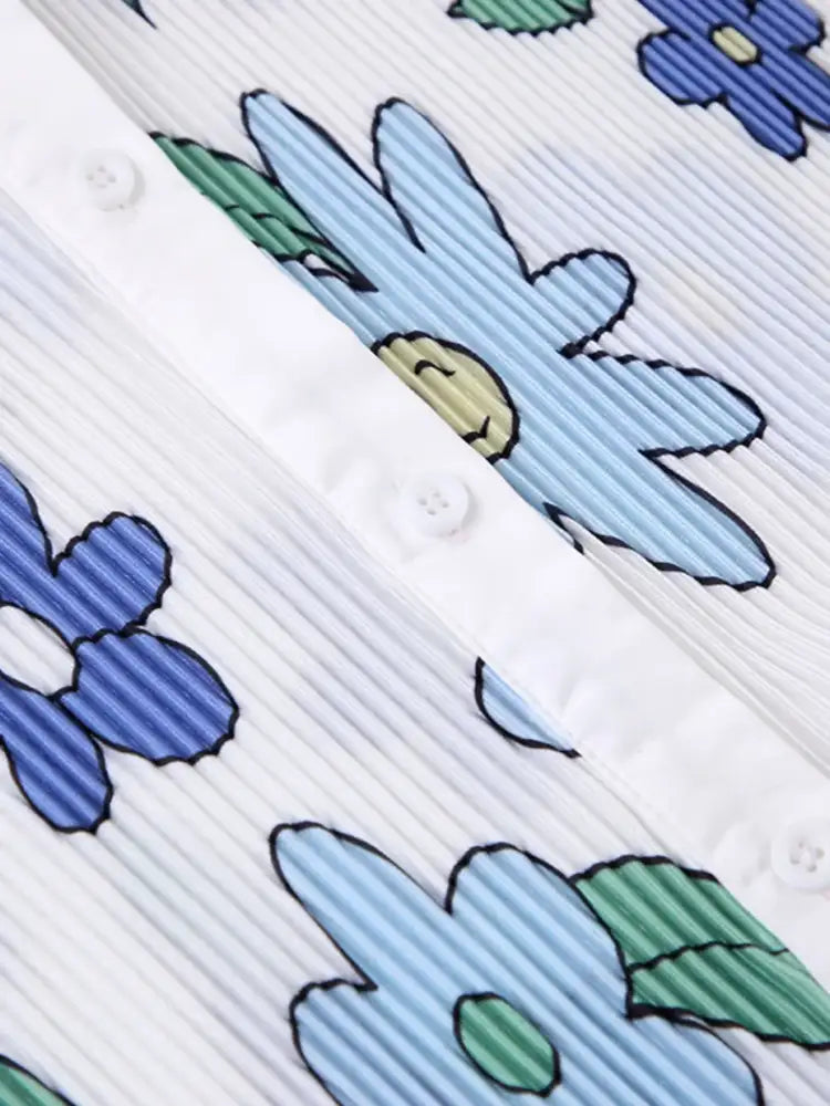 Printed Button Up Shirt and Pants Set