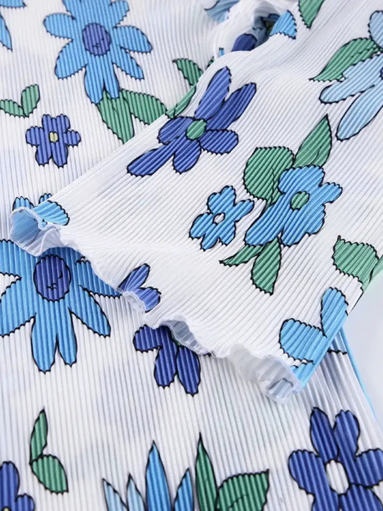 Printed Button Up Shirt and Pants Set