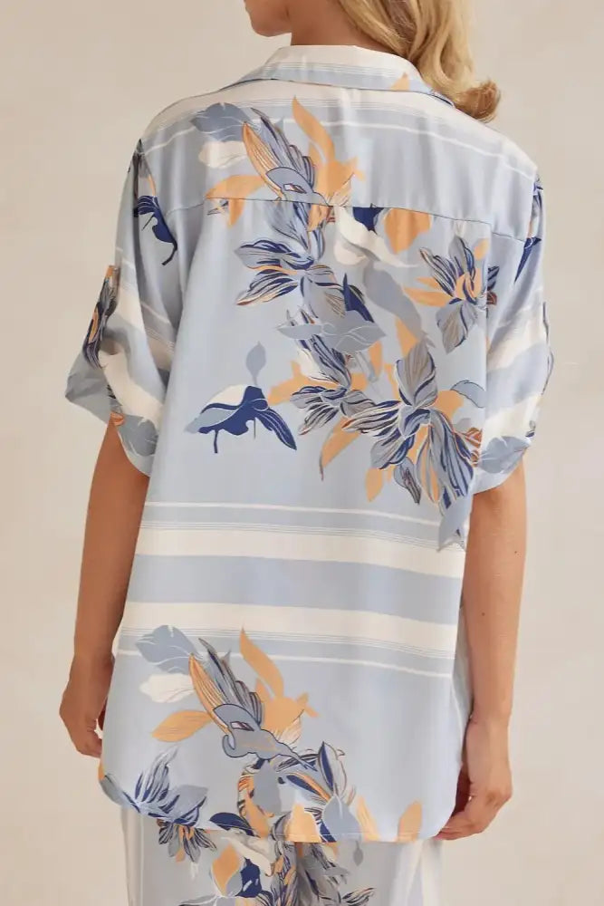 Printed Button Up Shirt and Pants Set