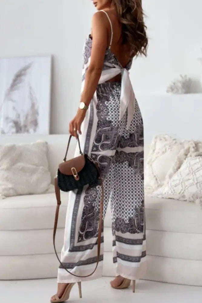 Printed Cami and Wide Leg Pants Set