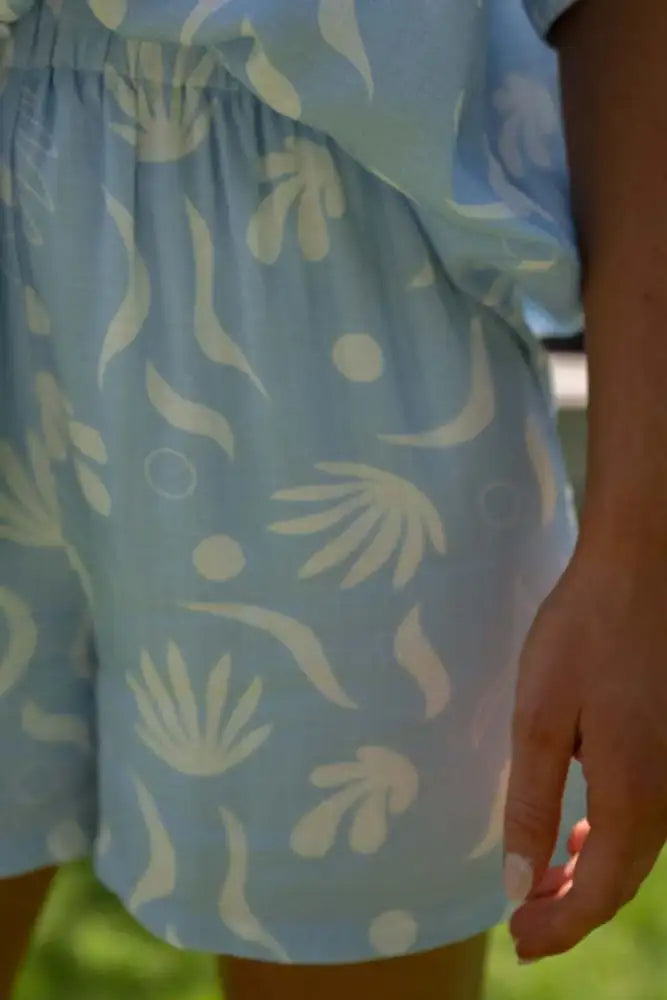 Printed Collared Neck Top and Shorts Set