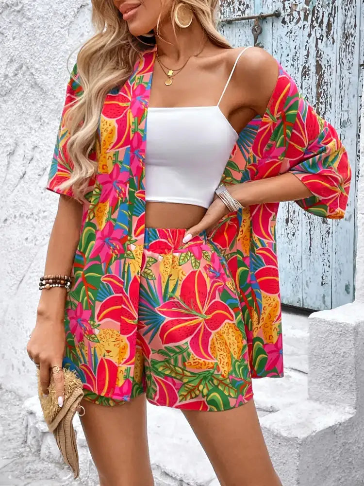 Printed Half Sleeve Top and Shorts Set