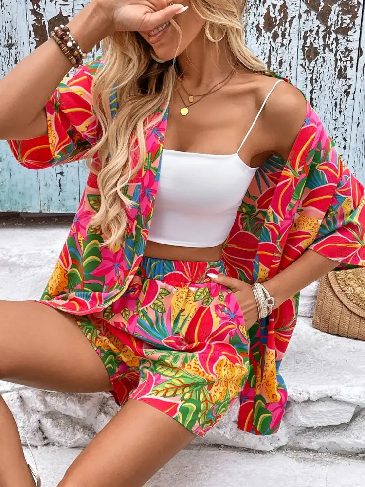 Printed Half Sleeve Top and Shorts Set