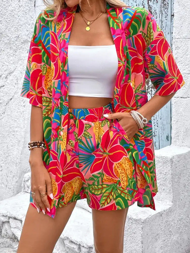 Printed Half Sleeve Top and Shorts Set