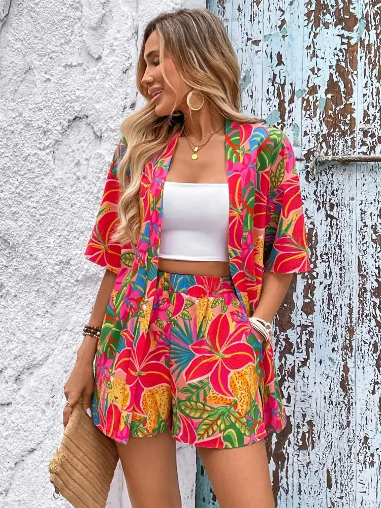 Printed Half Sleeve Top and Shorts Set