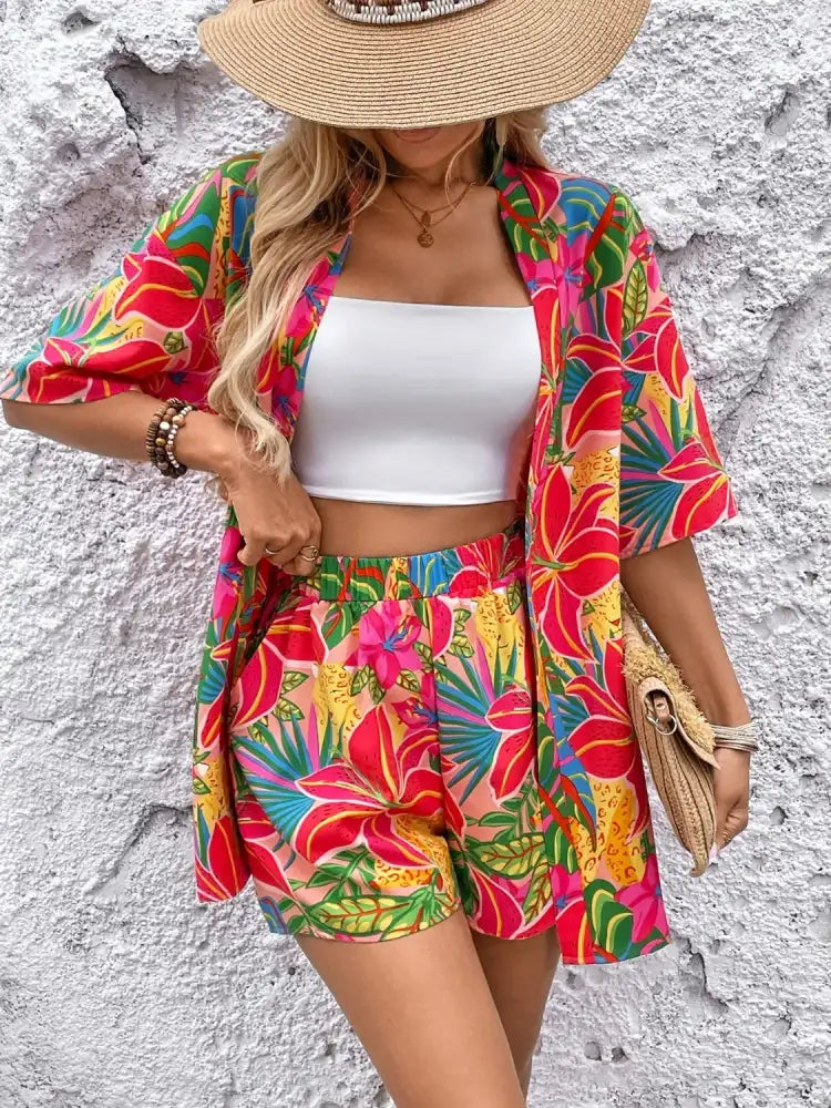 Printed Half Sleeve Top and Shorts Set