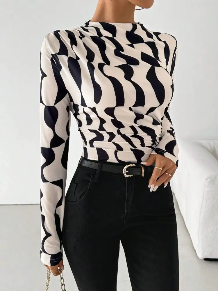 Printed Long Sleeve Blouse