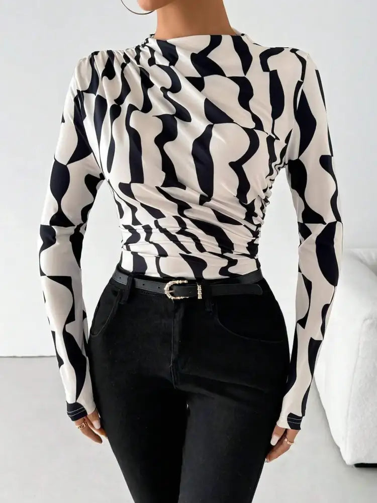 Printed Long Sleeve Blouse
