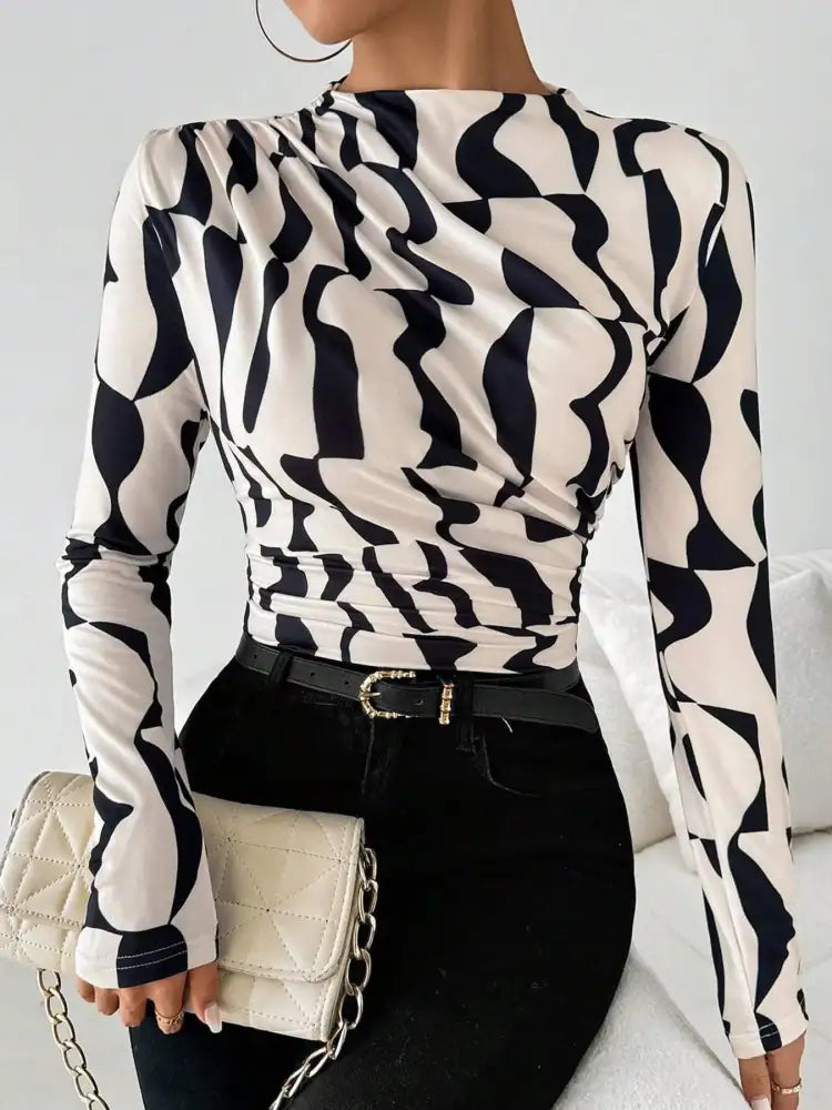 Printed Long Sleeve Blouse
