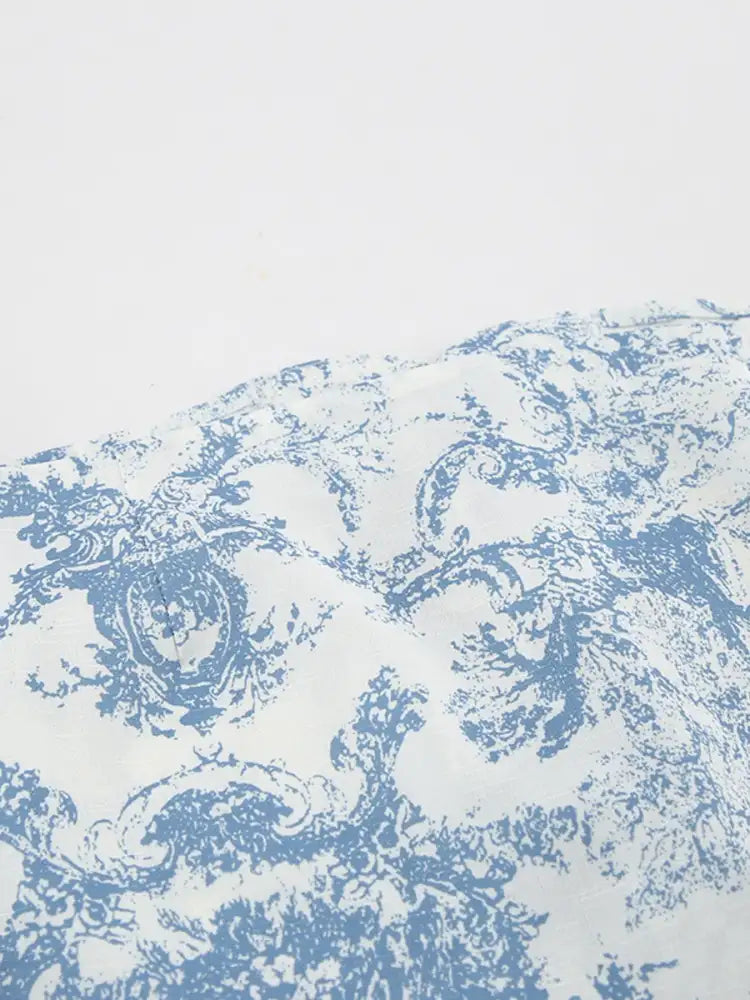 Printed Mock Neck Top and Skirt Set