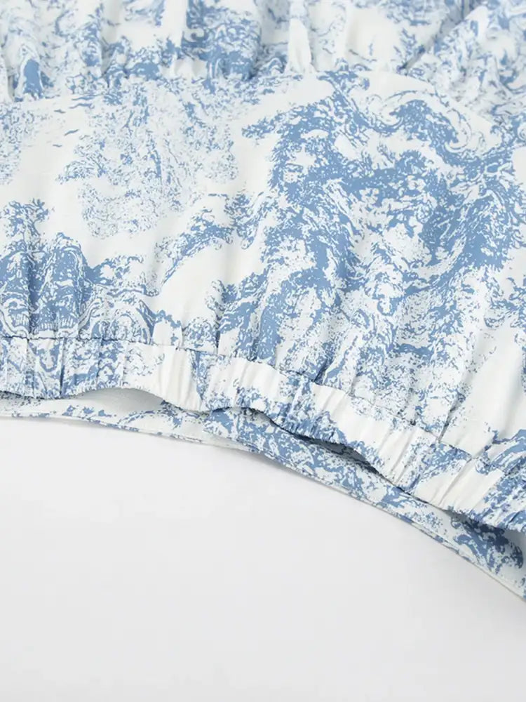 Printed Mock Neck Top and Skirt Set