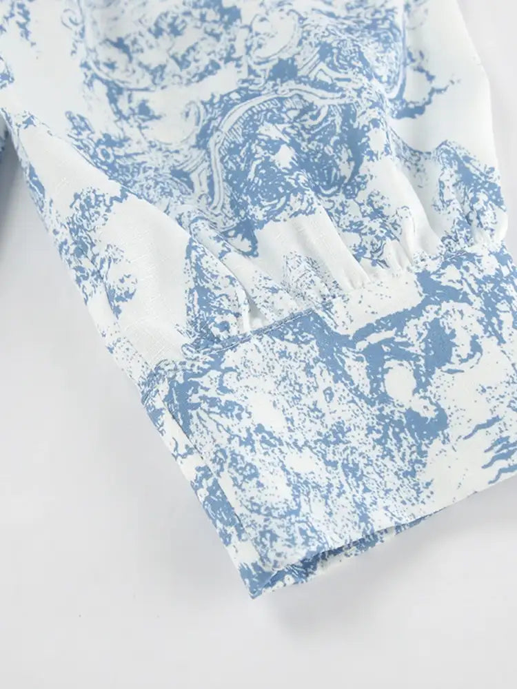 Printed Mock Neck Top and Skirt Set