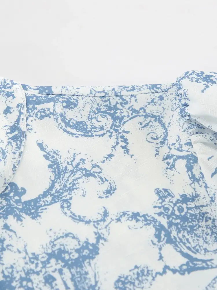 Printed Mock Neck Top and Skirt Set