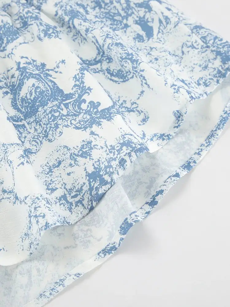 Printed Mock Neck Top and Skirt Set