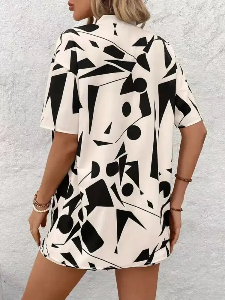 Printed Open Front Cardigan and Shorts Set