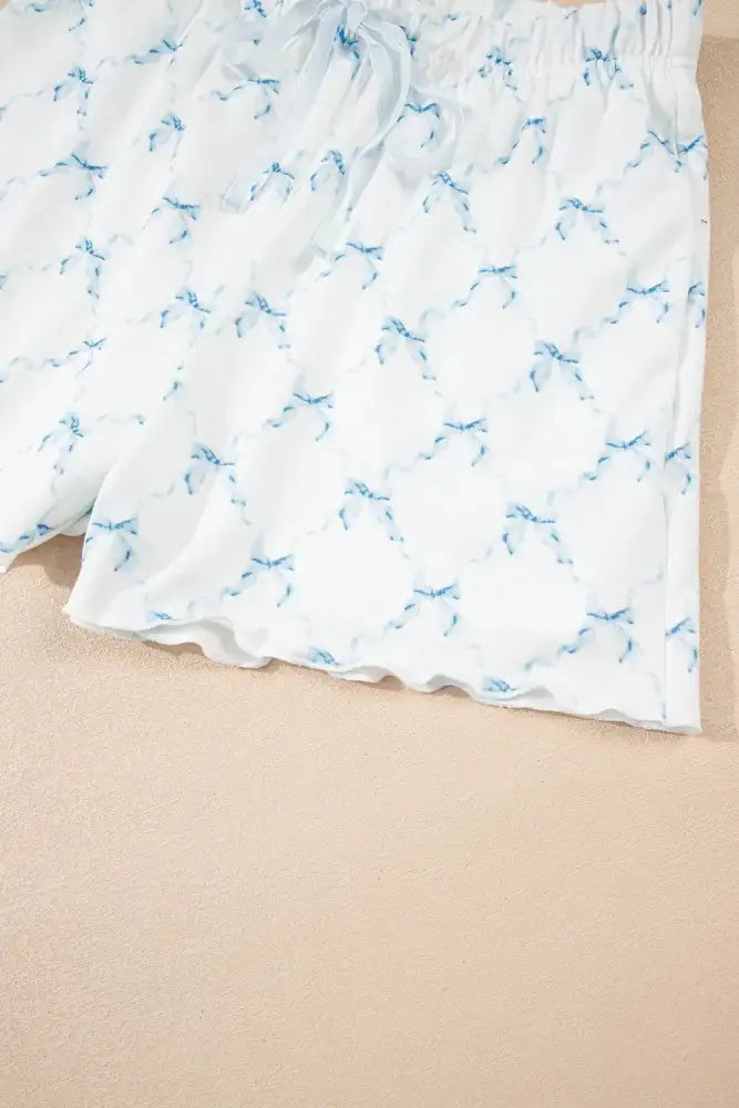 Printed Round Neck Top and Shorts Two-Piece Lounge Set