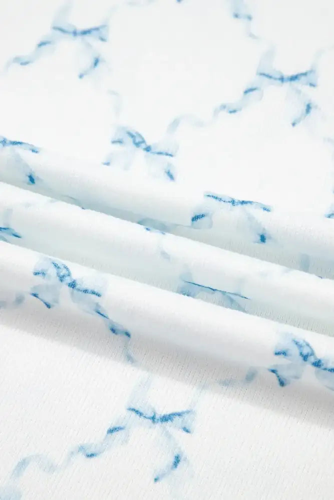 Printed Round Neck Top and Shorts Two-Piece Lounge Set