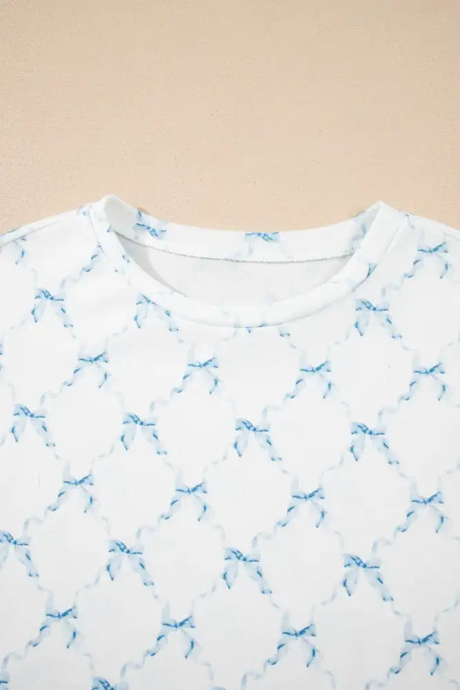 Printed Round Neck Top and Shorts Two-Piece Lounge Set