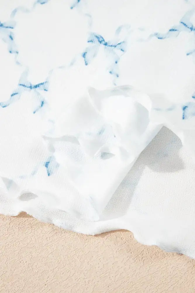 Printed Round Neck Top and Shorts Two-Piece Lounge Set