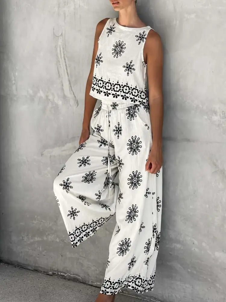 Printed Tank and Pants Set