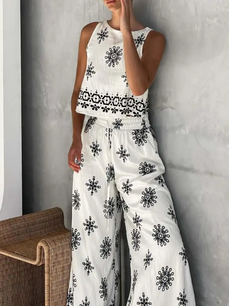 Printed Tank and Pants Set