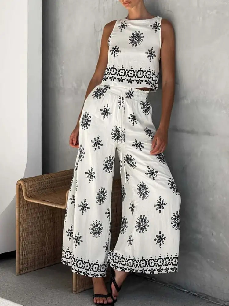 Printed Tank and Pants Set