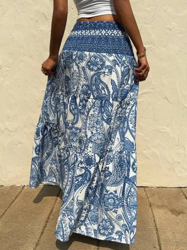 Printed Tiered Maxi Skirt