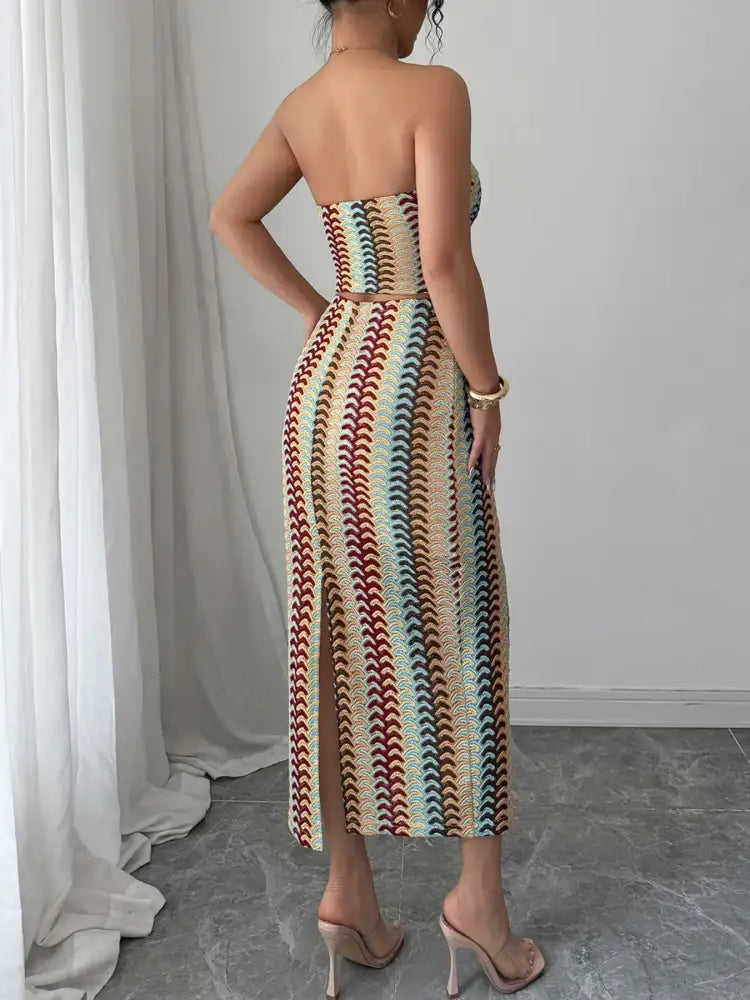 Printed Tube Top and Skirts Set