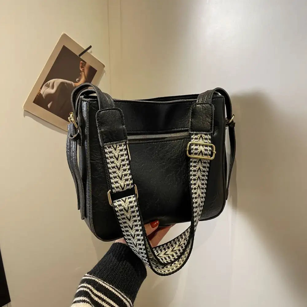 PU Leather Adjustable Strap Shoulder Bag