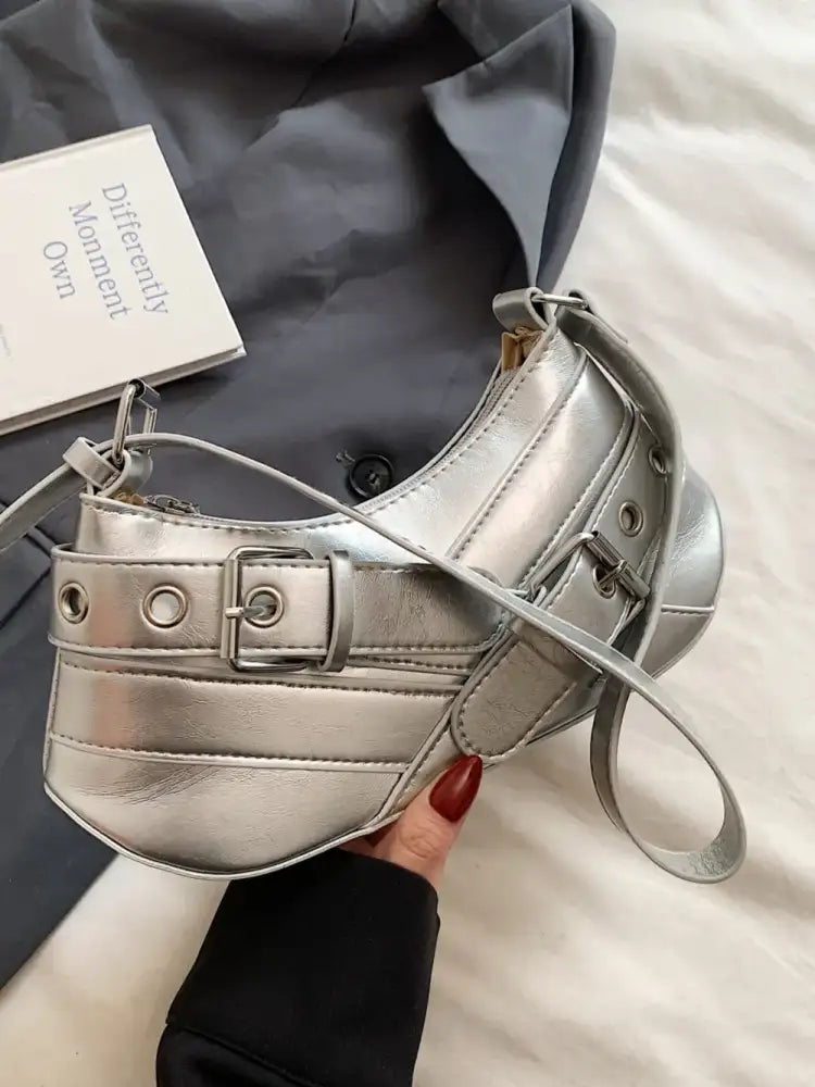 PU Leather Buckle Shoulder Bag