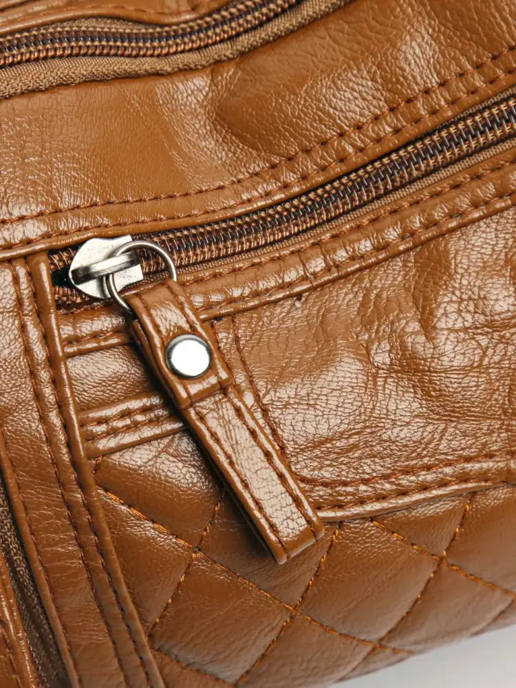 PU Leather Multi Pockets Adjustable Strap Shoulder Bag