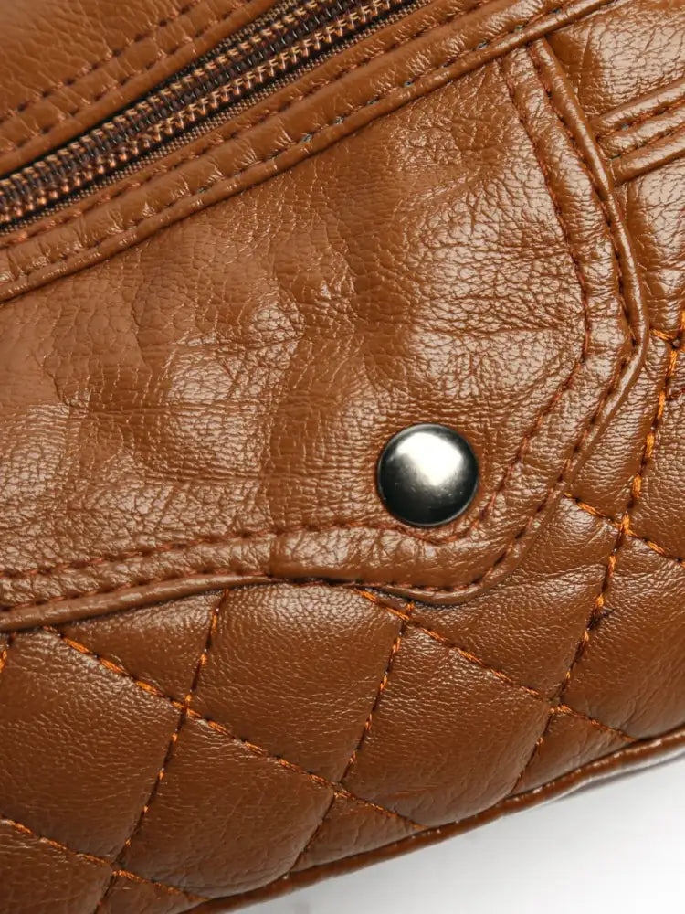 PU Leather Multi Pockets Adjustable Strap Shoulder Bag